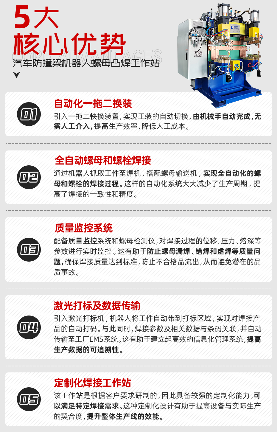 汽車防撞梁機器人螺母凸焊工作站核心優勢